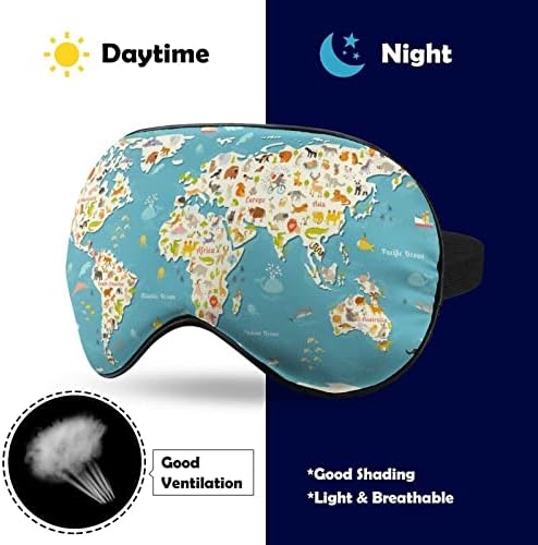 Mapивотинска светска мапа за спиење за очите маска за очи со прилагодлива лента за слепите за патување за патување со авион