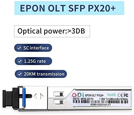 Парче SFP PON MODULE EPON PX20+ 20KM 1,25G EPON OLT SFP модул компатибилен со Cisco, Juniper, Huawei, ZTE, Mikrotik, HP