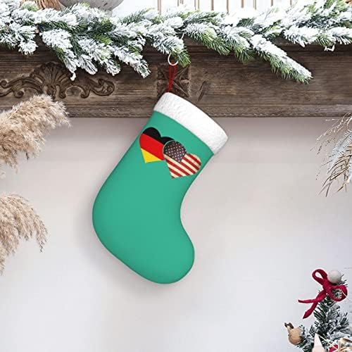 Cutedwarf Германско знаме и американско знаме Божиќно порибување Божиќно декорација Класик 18 инчи камин виси чорап
