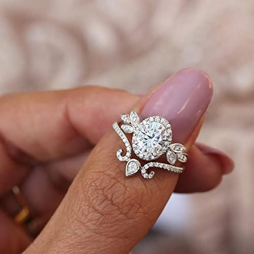 2023 година со целосен дијамантски прстен во облик на овална форма за жени прстени за накит подароци негативноста прстен