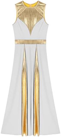 TSSOE жени без ракави металик пофалби танцувачки фустан Лирски танцувачки литургиски богослужба облека туника