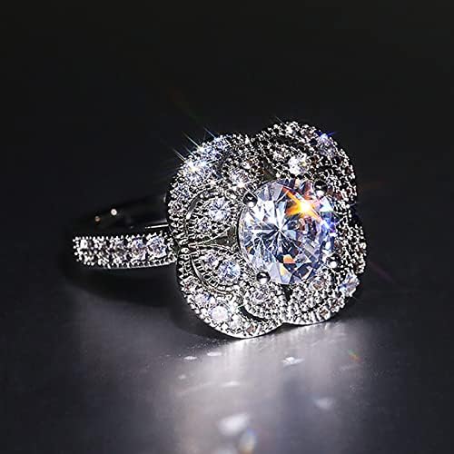 Модна женска цирконија Блинг дијамант ретро прстен за венчавки прстен прстен