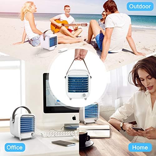 Cooler SmartDevil Личен воздух, USB преносен вентилатор за климатик со ноќно светло, осцилација од 90 °, вграден сад за мраз, вентилатор