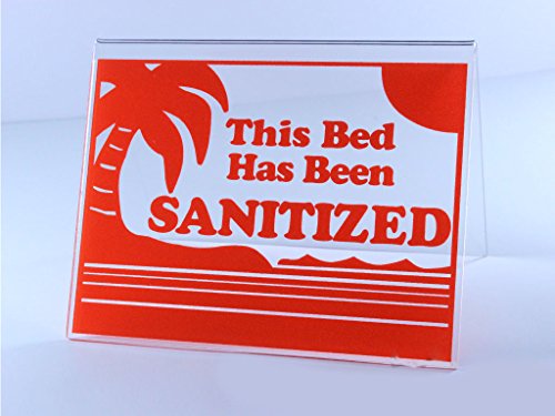 Акрилен знак „Овој кревет е санизиран„ 3 “x 4,5“ портокалово писмо за салон за тен