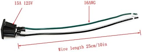 RLECS 2 парчиња машки приклучок за влез на кабел со жици 125V 15A, црна боја