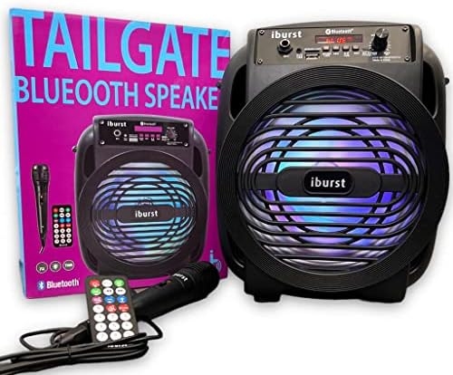 Iburst Portable Bluetooth PA Speager System 600W Полнење на надворешно субвуфер, микрофон во, партиски светла, USB, радио, микрофон