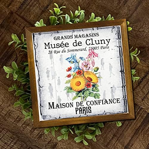 Maison de Conditiance Musee de Cluny Dood Rhamed Signs Vintage Daisy Flower Wall Art Signs Classic градина цветни wallидни уметности