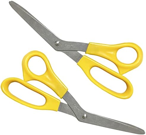 Ножици, ножици сите намени, 2 ножици на ткаенини, свиткани ножици 8 инчи за шиење ножици жолти ножици