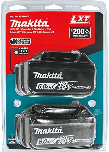 Makita BL1860B-2 18V LXT LITHIUM-ION 6.0AH батерија, 2/PK, црна
