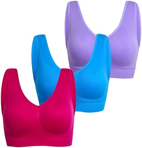 Pretherwell Sleep Bras за жени, Comfort Beleless Wireless Strighty Sports Sports, 3 пакувања со јога градници, со отстранливи влошки