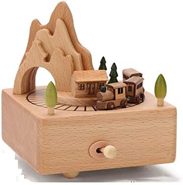 Emers Исклучиво-музички кутии со весела музичка кутија Кристал топка Музичка кутија дрвена сопствена небесна градска роденденска