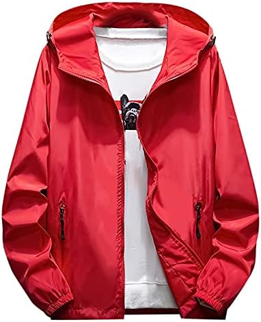 Ymosrh дождовни јакни за мажи водоотпорна зимска обична боја плус големина качулка патент на отворено спортско палто варсити јакна