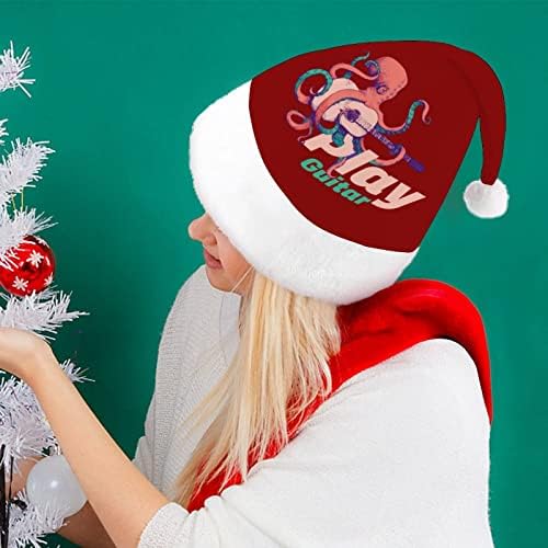 Смешни Октопод Свирење Гитара Божиќна Капа Дедо Мраз Шапка Смешни Божиќни Капи Празнични Капи За Жени/Мажи