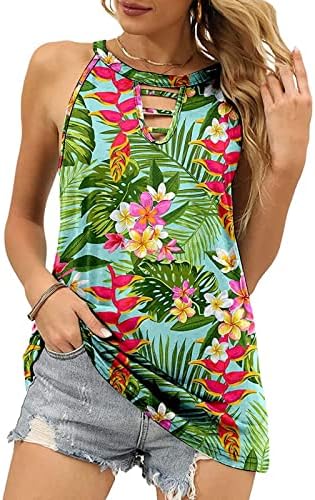 Vifucz тинејџерски девојки Бранч за бранч на бренд, без ракави блузи, елек, екипаж, графички пресек Хавајски тропски елеци 2023 BX