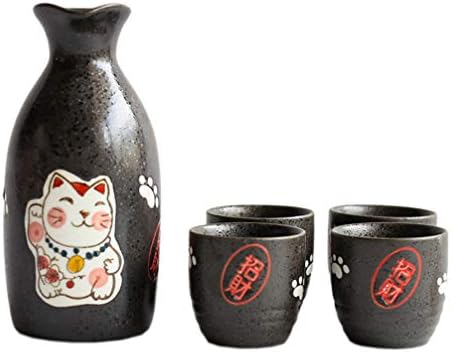 Doitool за усни дамки постави керамички јапонски, поставени 200ml гроздобер манеки неко, чаши за саксии за садови, рачно изработени