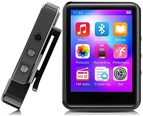 Fdy Mp3 Player, MP3 плеер со Bluetooth5.0, 32 GB Преносен музички плеер со FM радио/рекордер, Hifi Gleassless Sound Kivery, 2,4инхран екран на