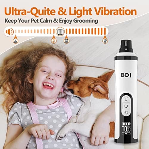 Мелница за нокти на кучиња BDJ со 2 LED светла надградени 3-брзински електрични пополнети миленичиња за миленичиња со нокти со клипер и