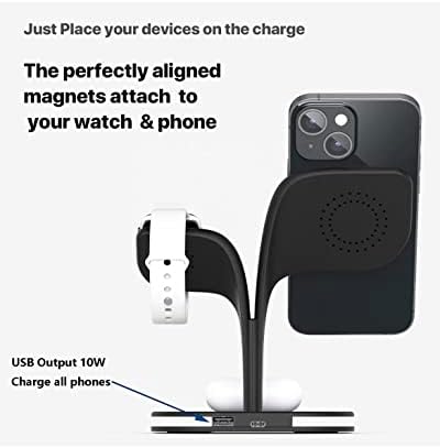 15W 3 во 1 станица за полнење безжични безжични средства за iPhone Series Watch AirPods-P14, стилски и издржлив, совршен за секојдневна употреба