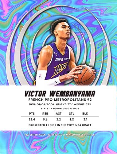 Нова Виктор Вембаниама Метс 92 Направена кошарка Нова дебитантска картичка - „Иднината“ - Проектиран 1 избор во 2023 година НБА нацрт