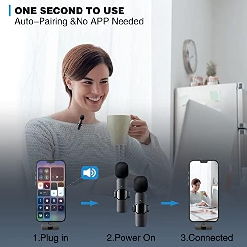Woohot Безжичен Lavalier Микрофон за iPhone, Plug-Play Безжичен iPhone Ревер Микрофон, Клип-За Намалување На Бучавата Микрофон за