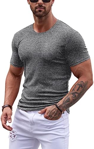 Yrw Мажјава маичка со кратки ракави за кратки ракави со цврста боја на половни кошули во боја, класични ребрести кошули за голф,