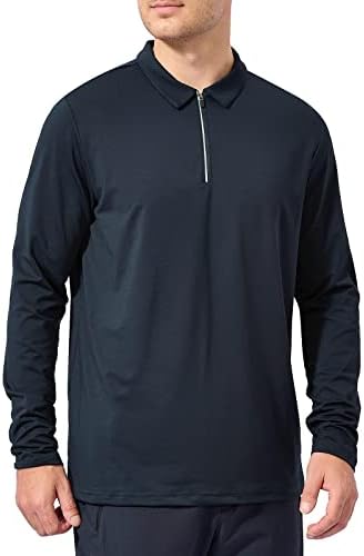 Поло маици за машки пол Марами - четвртина поштенски пуловер мажи со долг ракав сув вклопуваат голф риболов тренингот обични