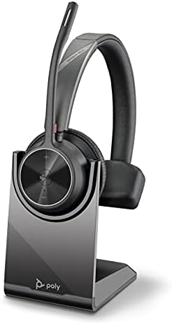 Поли-Војаџер 4310 UC Безжични Слушалки + Полнење Стојат-Слушалки Со Едно Уво-Поврзете СЕ СО КОМПЈУТЕР/Mac преку USB-C Bluetooth Адаптер , Мобилен Телефон преку Bluetooth-Работи w/Тим