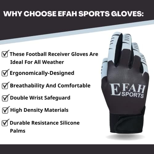 Ефах спортски фудбалски приемник нараквици за млади момчиња момчиња деца возрасни фудбалски приемник на ракавици со силни дланки на силиконски зафат