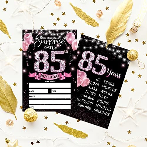 Покана За Покана за 85-ти Роденден-Розово Злато Поканува Со Печатење На Роденденски Знаци На Задните Двострани Покани За Пополнување-20