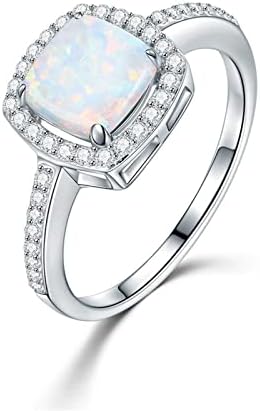 925 Сребрен опал прстен со кубни цирконија жени накит гроздобер скапоцен камен за ангажман годишнини за венчавки за венчавки