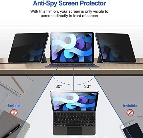 Procase iPad Air 4 10.9 инчи 2020 Заштитник на екранот за приватност, анти-спој со каленски стаклен екран на филмот, пакет со нов