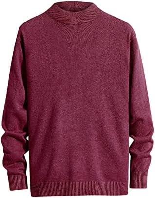 Џемпер за машка желка зимска плус големина долги ракави топли подмолни модни цврсти основни кошули со врвови на пулвер врвови