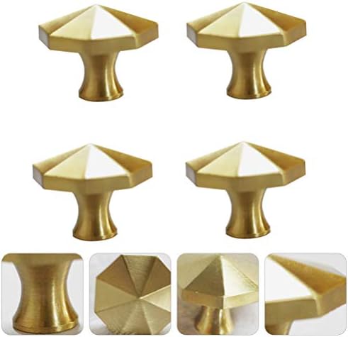 Cabilock Retro Decor Brass Brass Knobs 4PCS Месинг за месинг Октагонална фиока за облекување влече рачки на копчето за рачки за мебел за домашни