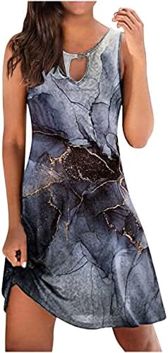 Пролетен и летен фустан за жени 2023 удобно модни дами случајни без ракави со ракави, печатен тенок фустан