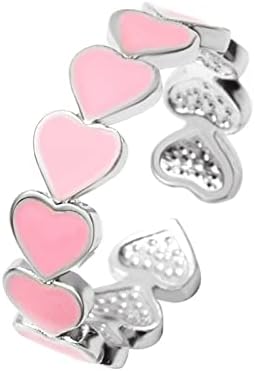 Сребрена златна позлатена loveубов срца емајл бенд прстен прилагодлив отворен прстен за прсти за прсти за ветувачки прстен за жени