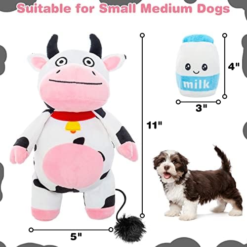 Истекални играчки за кучиња Expawlorer-2-во-1 полнето кадифен куче џвакање играчки, интерактивни играчки со пискач за кученце, мали