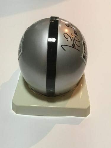Тим Браун потпиша Оукланд Индијана Џонс Мини шлем инс 81 нане автограм Холо КОА-Автограм Мини Шлемови Нфл