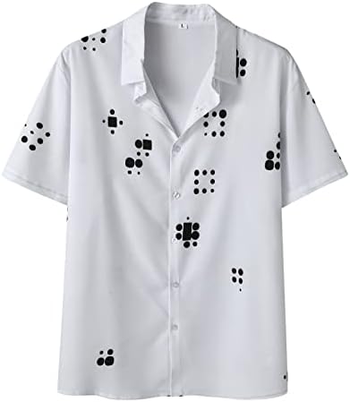 Копчиња за мажи XXBR Down Down Bults плус големина, мажи летни кратки ракави јака на врвови за врски за бојадис градиент на плажа обична кошула
