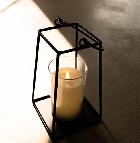 Метален Фенер за Свеќи Со Реална Пластична Свеќа Од Слонова Коска Без Пламен Со Јасна Обвивка На Столбот, Отворен Држач, Далечински Тајмер