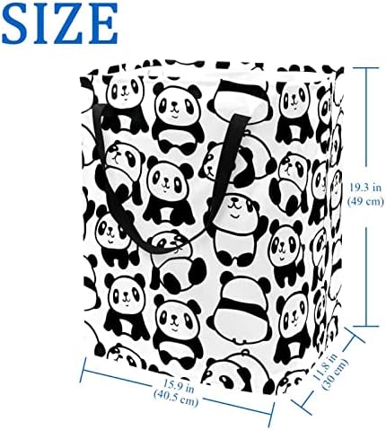 Симпатична Панда Шема Печатење Склопувачки Пречки за Перење, 60L Водоотпорни Корпи За Перење Корпа За Перење Облека Играчки Складирање