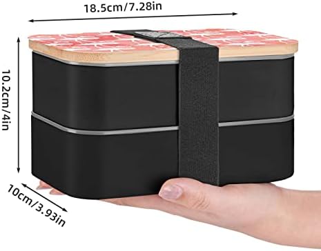 Голема кутија за бенто-кутија Фламинго-тропско-хаваи-розов ручек со прибор за јадење 40oz јапонски бенто кутија