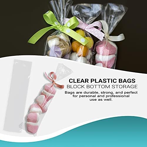 APQ чисти торби за третман 2 x 8, пакет од 100 пластични чисти торби за подароци за бонбони, колачиња, организирање мали предмети, 2 милји