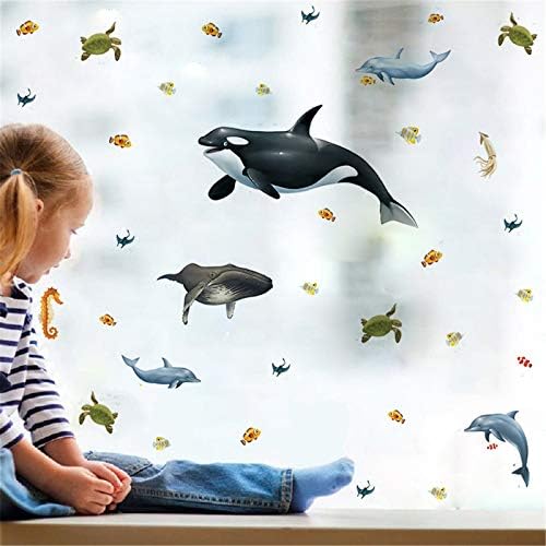 Јувенр Детска Соба Самолеплива Налепница За Делфин Ѕид Риба Животно Морски Живот Бања Дневна Соба Позадина