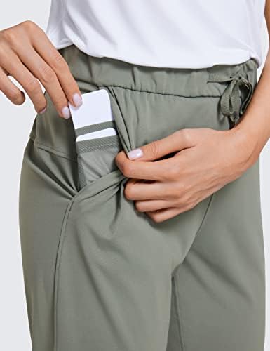 CRZ јога 4-насочен стрип голф капри панталони за жени 23 “, обичен јога фустан за работа со џебови со вежбање атлетски патувања