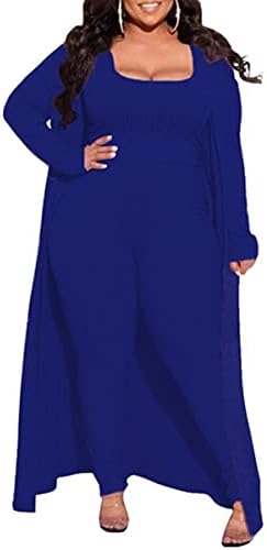 Hanmax женски плетени 3 парчиња сет со долги ракави кардиган со палто на врвот и панталони со широки нозе со високи половини.