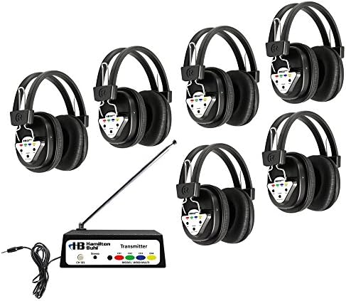Хамилтонбул Центар за безжично слушање, 6 станица со слушалки и предавател, мулти фреквенција, црна, W906-мулти