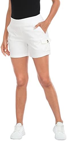HDE женски карго шорцеви со џебови со високи половини на половината на лежерни шорцеви