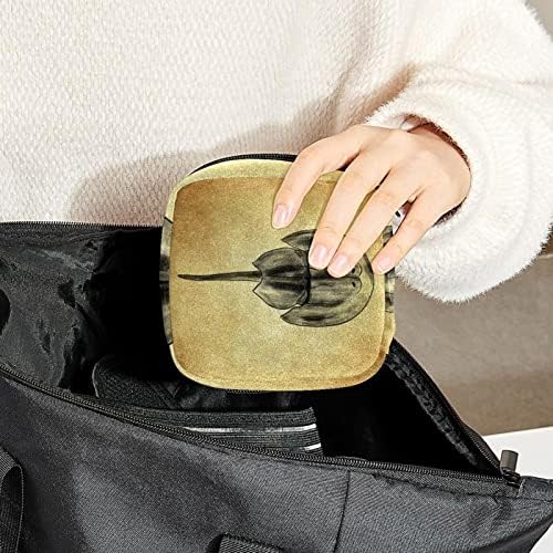 Оријукан санитарна торба за складирање на салфетка, торба за преносен период за жени девојки менструална чаша торбичка, гроздобер цртање морски