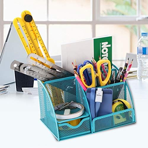 Фиоки за организатор на Toyvian биро метални пенкало држач за молив, мрежен молив чаша сад шминка држач за канцелариски садови за контејнер