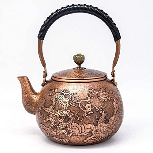 Едноставен и креативен чајник со котел, врежан бакарен тенџере, рачно изработен чист бакар чај напор производи за домаќинство / 1300мл чајник, големина: 1300ml, боја: как?